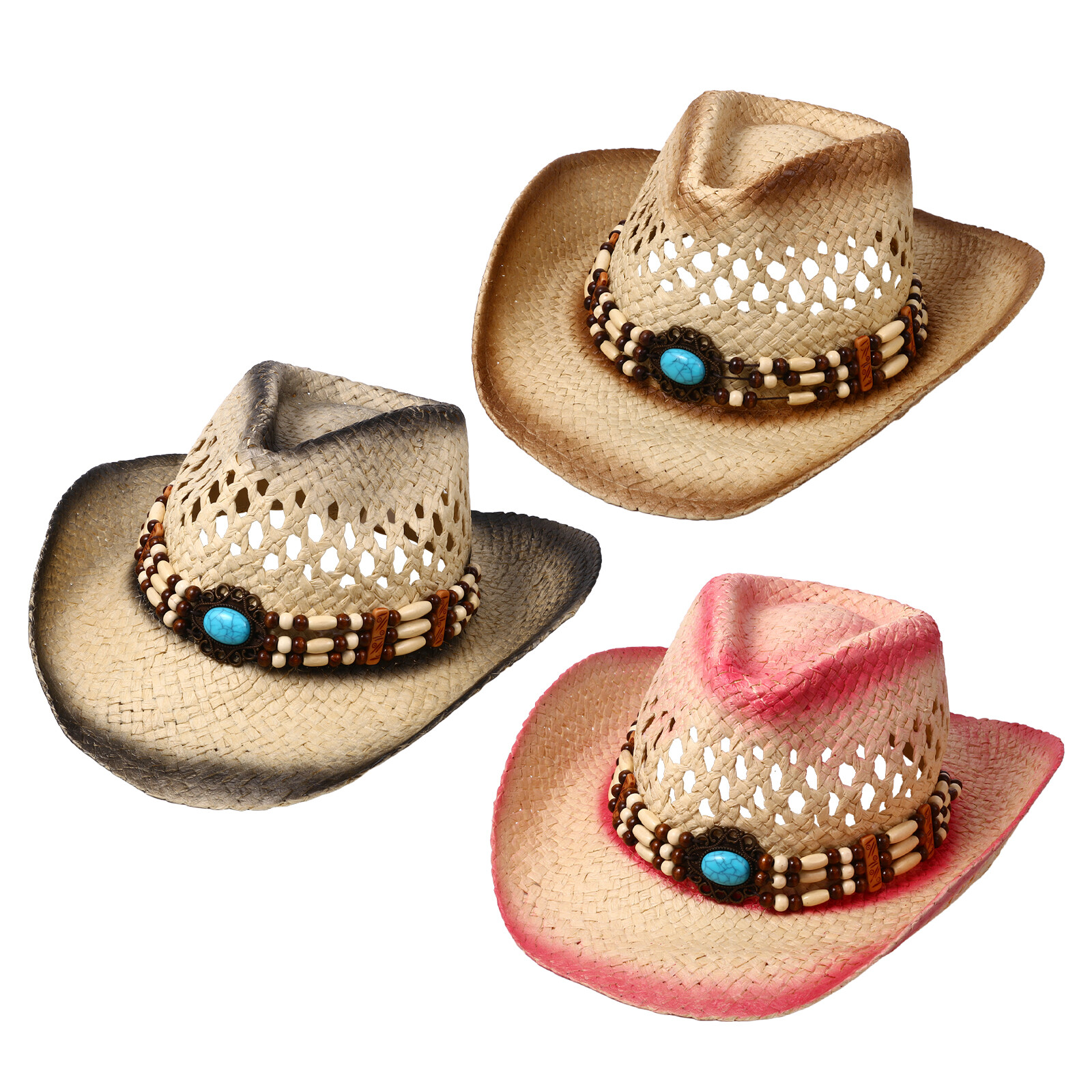 Cowboy Hat Straw - Men's Womens Bohemian Straw Sun Hat