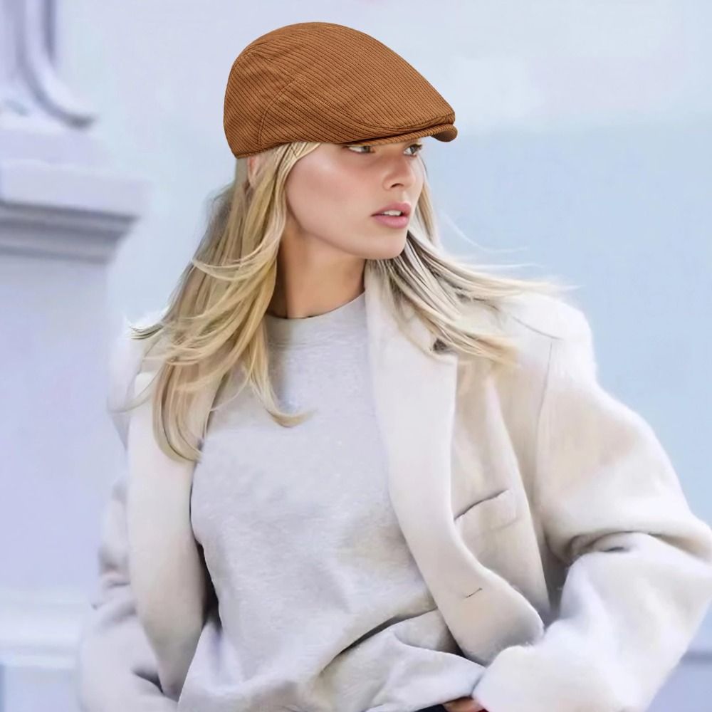 Retro Solid Color Corduroy Ber - Newsboy Cap Ivy 评论和价格