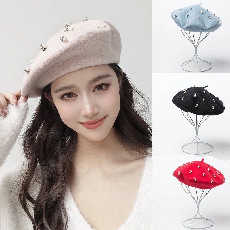 Trendy Winter Wool Beret Pearl - Beret French Wool 评论和价格