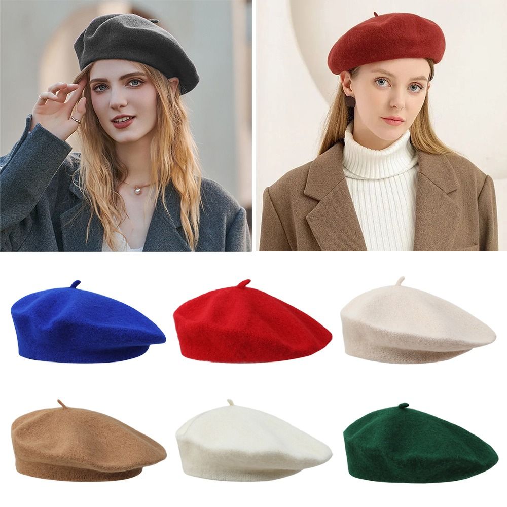 Solid Color Elegant Lady All M - Beret French Wool 评论和价格