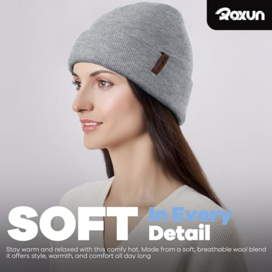 ROXUN Beanie for Men/Women Win - Beanie Cuffed Knit 评论和价格