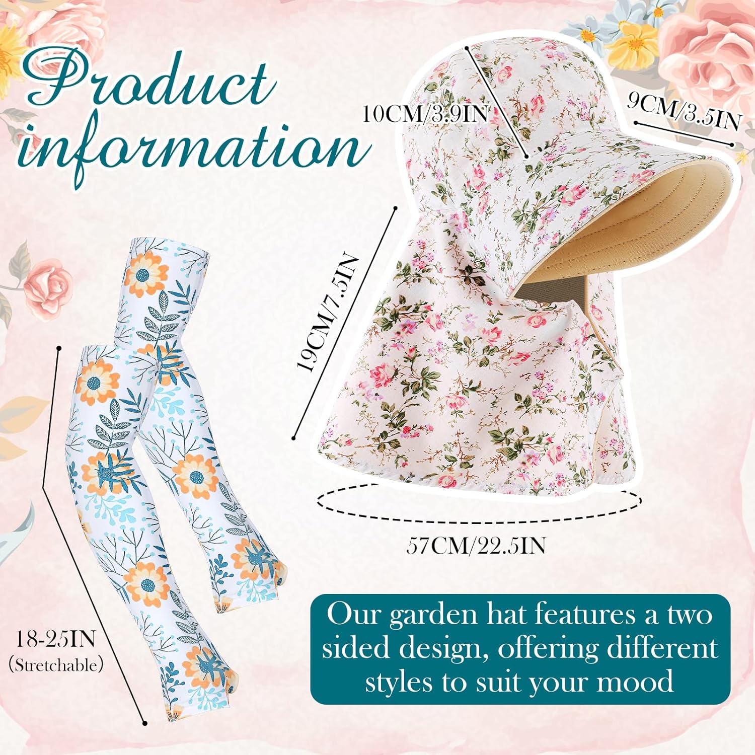 2 Pcs Floral Garden Hat for Wo - Visor Sun Hat 评论和价格