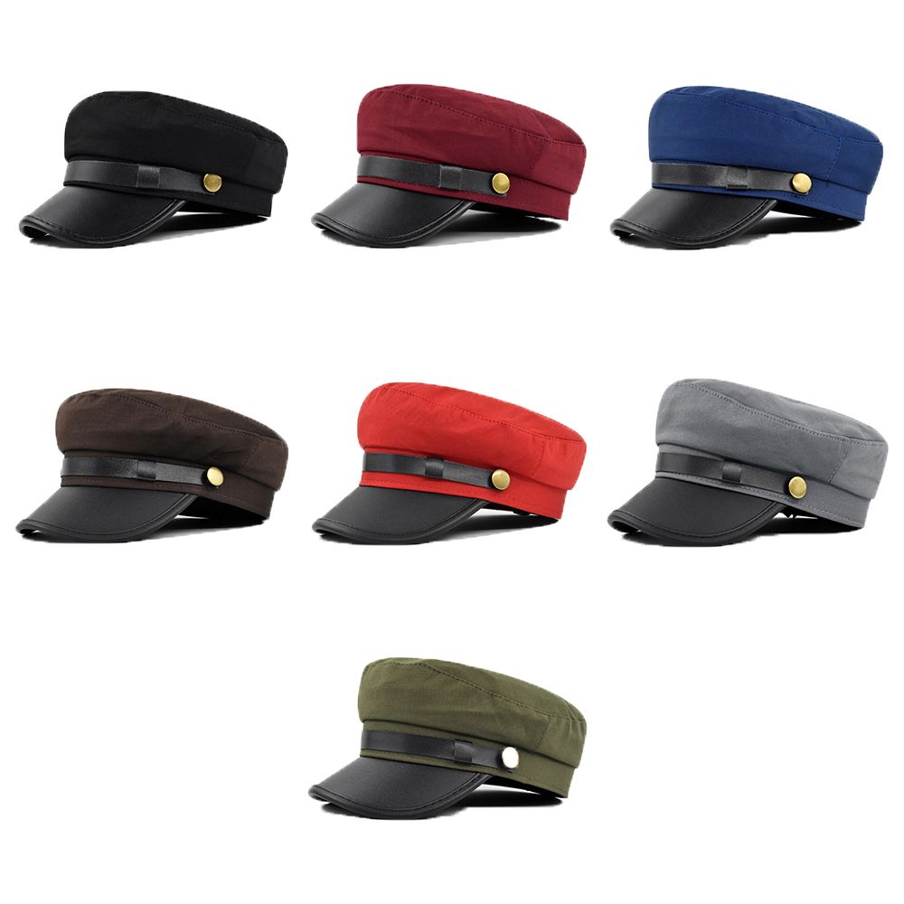 For Unisex Warm Autumn PU Leat - Snapback Hat Flat 评论和价格