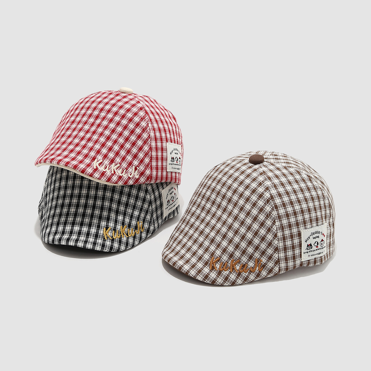 Fashion Children Checkered Ber - Visor Sun Hat 评论和价格