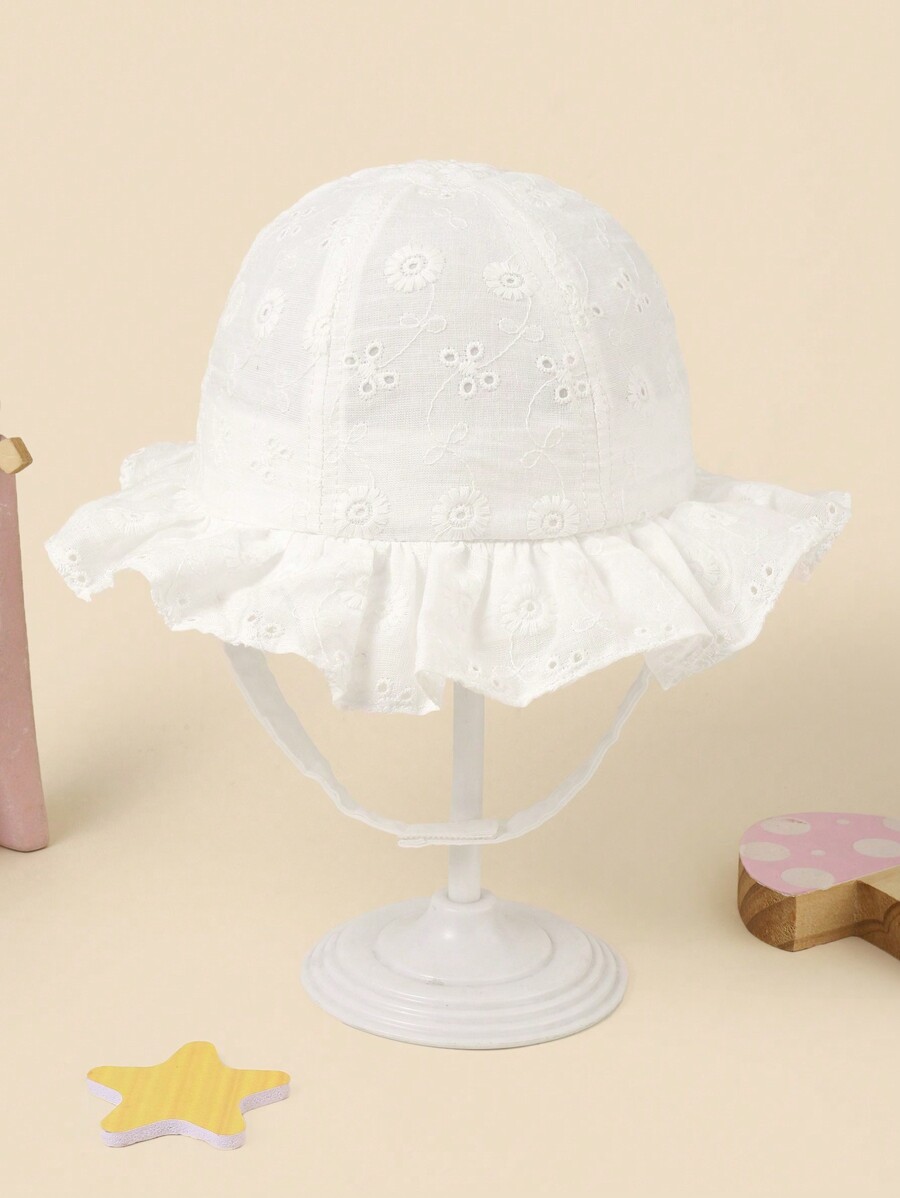 White Floral Embroidery Bucket - Bucket Hat Cotton 评论和价格
