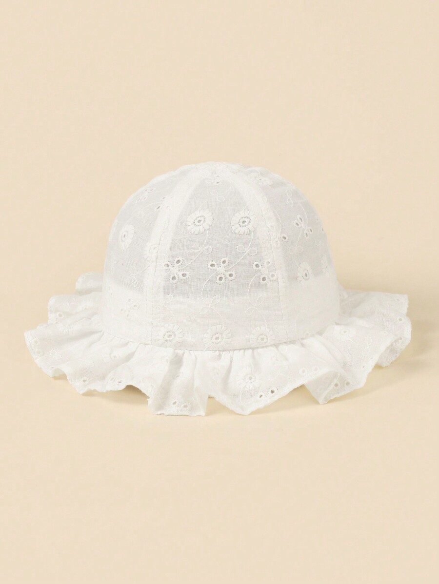 White Floral Embroidery Bucket - Bucket Hat Cotton 评论和价格