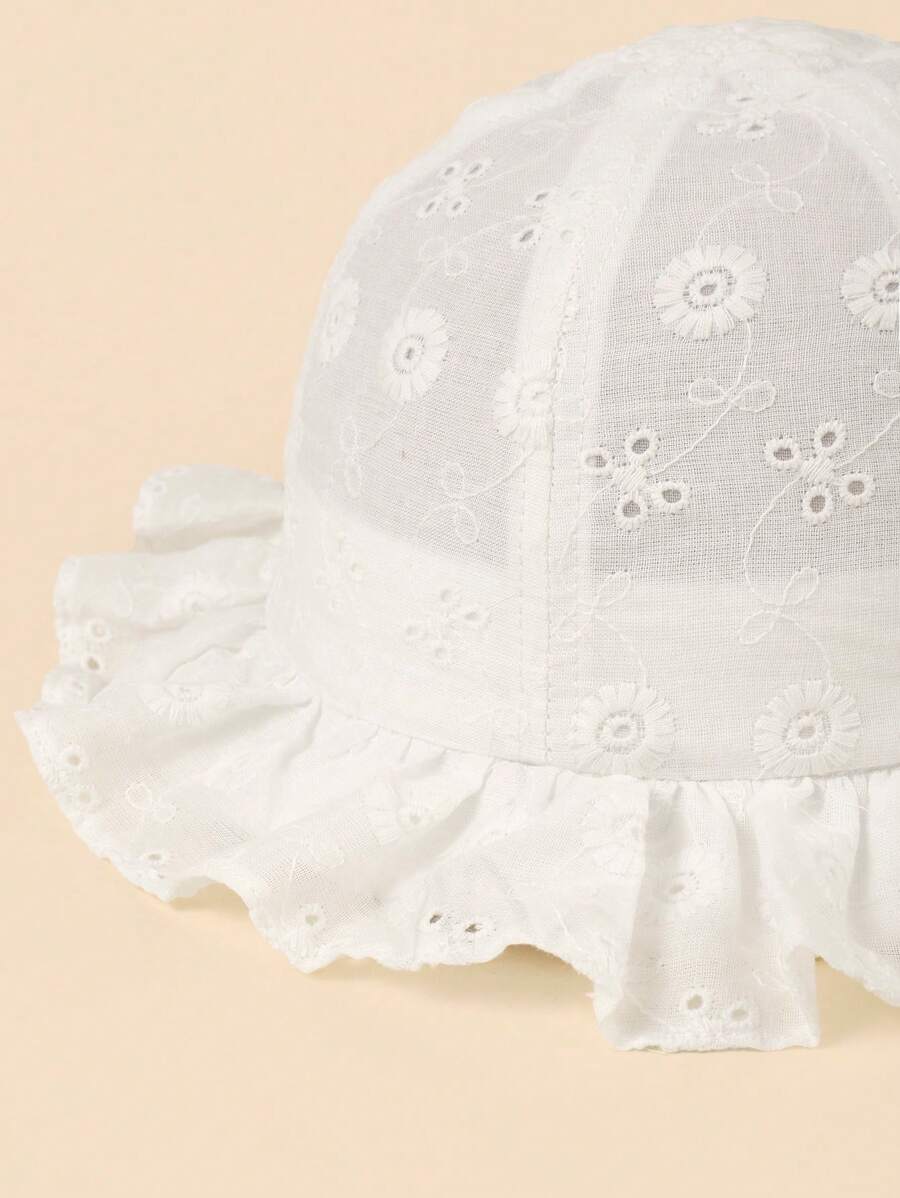 White Floral Embroidery Bucket - Bucket Hat Cotton 评论和价格