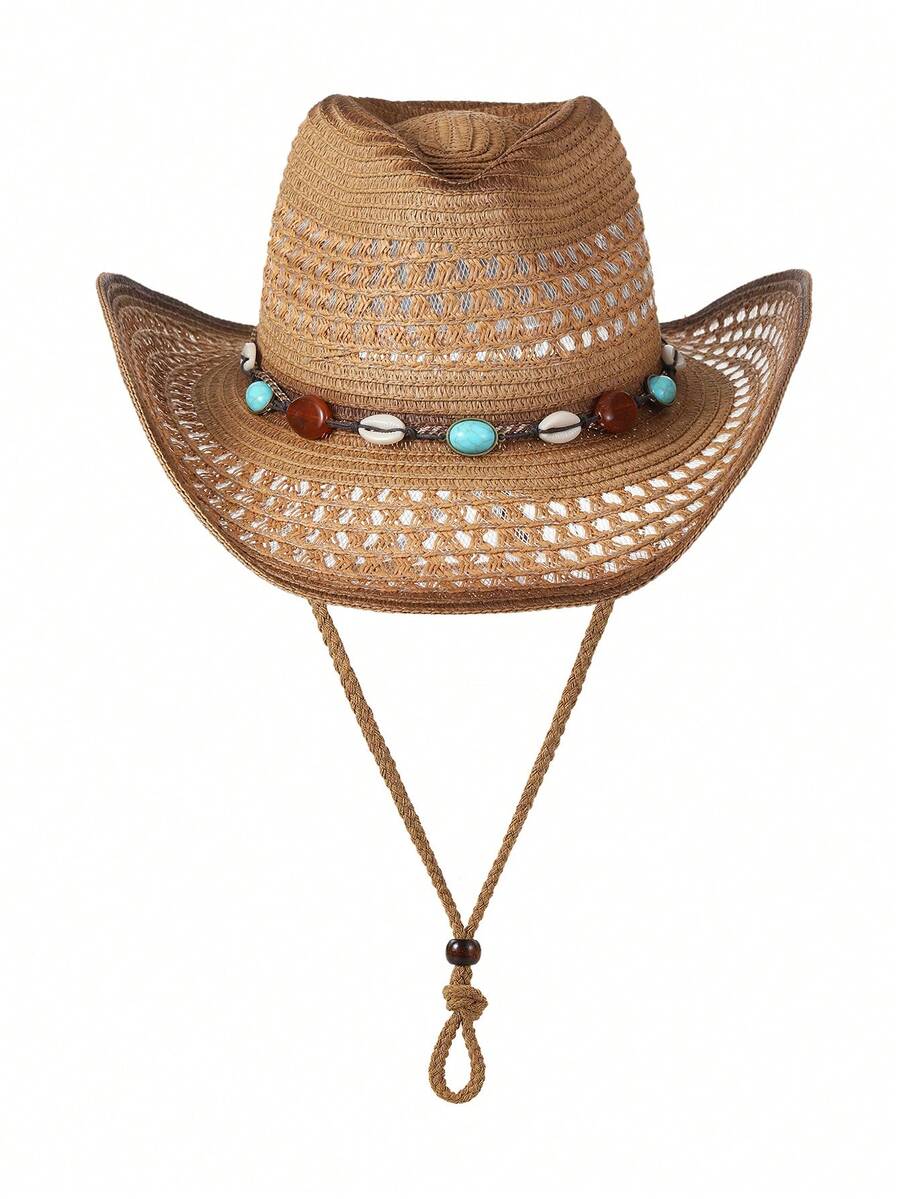 Unisex Straw Cowboy Hat With B - Cowboy Hat Straw 评论和价格