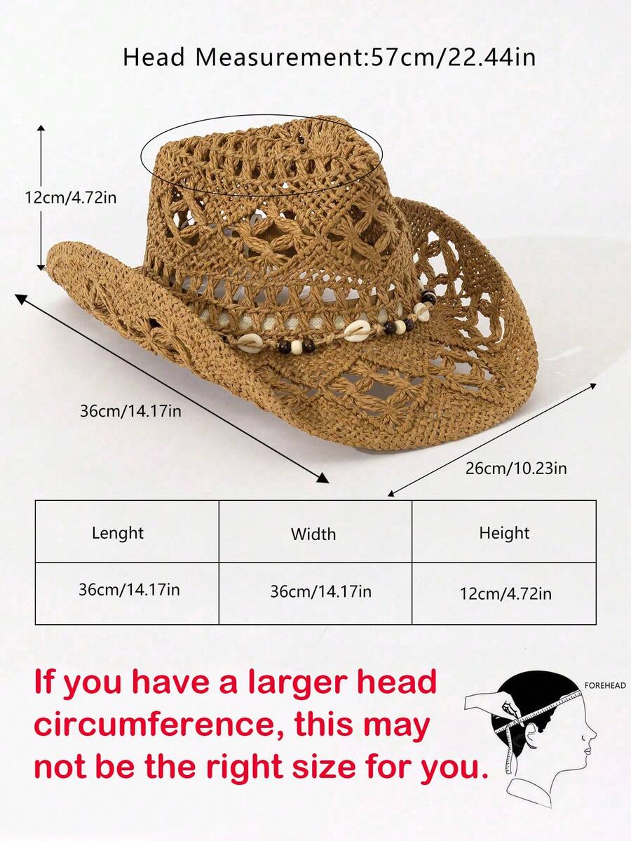 Bohemian Shell Hollow Out Stra - Cowboy Hat Straw 评论和价格