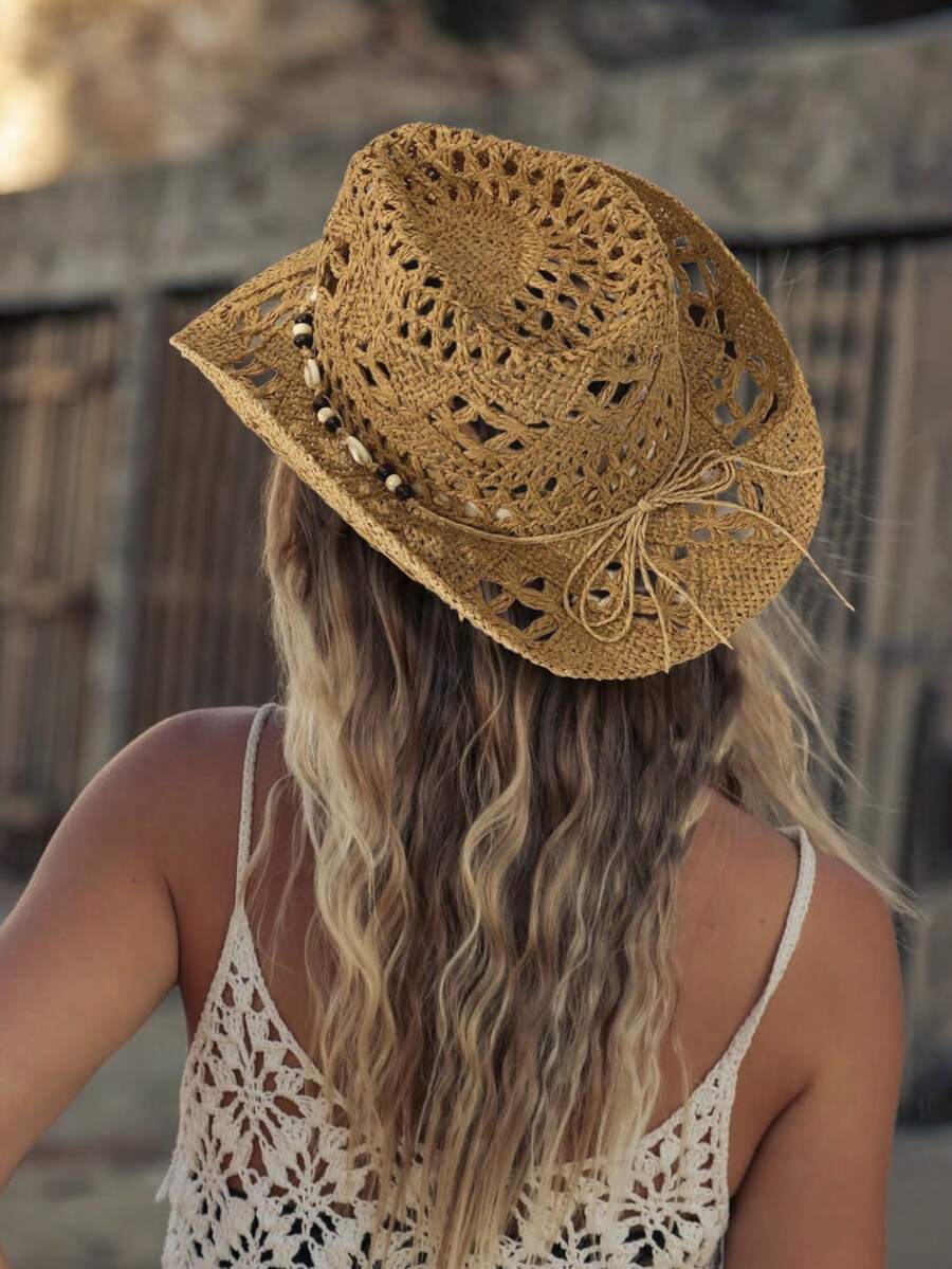 Bohemian Shell Hollow Out Stra - Cowboy Hat Straw 评论和价格